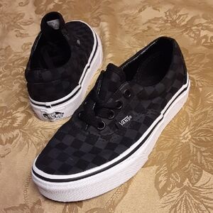 VANS Kids Black and Black Checkered Sneakers Size 13.0 Kids